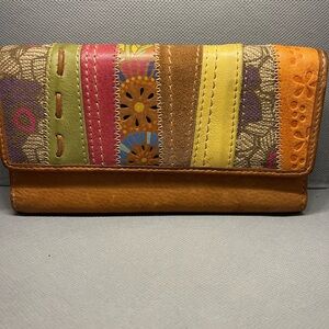 FOSSIL WALLET Colorful Patchwork Women's Clutch